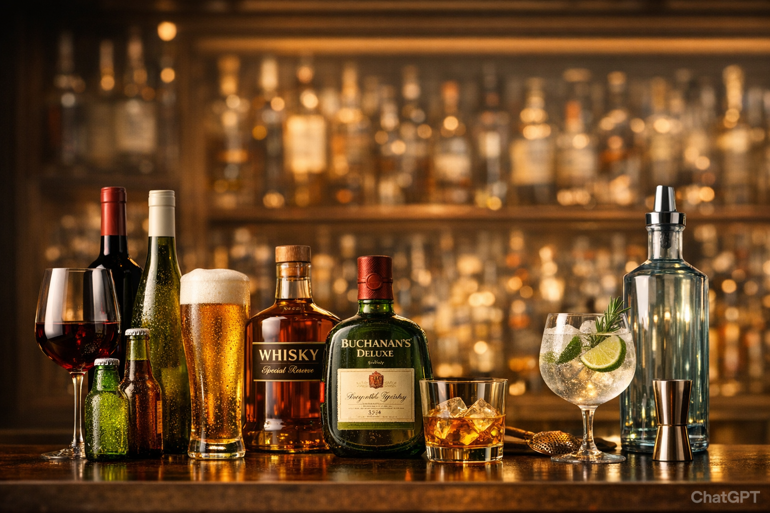 Barra con variedad de licores